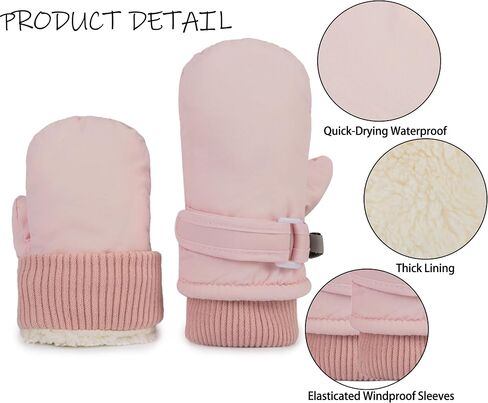 Winter Ski-Gloves for Kids - Boys-Girls-Warm-Plus-Velvet-Thickened Mittens Children-Cold-Weather Glove 2-4 Y in Saudi Arabia