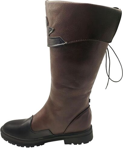 Unisex Renaissance Medieval Cosplay Halloween Cosplay Boots PU Leather Mid Calf Lace Up Leather Pirate Gothic Viking Tied Shoes in Saudi Arabia