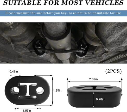 2 PCS Car Rubber Exhaust Hanger, Heavy Duty Muffler Exhaust Insulator Bushing Mount, Adjustable High Density Shockproof Muffler Hanger with 2 Holes for Most Vehicles in Saudi Arabia