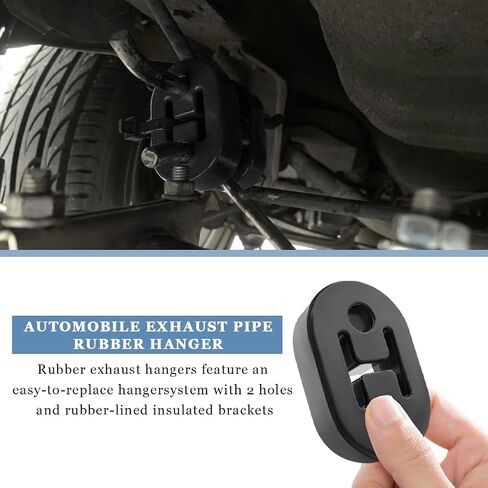 2 PCS Car Rubber Exhaust Hanger, Heavy Duty Muffler Exhaust Insulator Bushing Mount, Adjustable High Density Shockproof Muffler Hanger with 2 Holes for Most Vehicles in Saudi Arabia