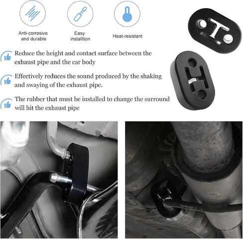 2 PCS Car Rubber Exhaust Hanger, Heavy Duty Muffler Exhaust Insulator Bushing Mount, Adjustable High Density Shockproof Muffler Hanger with 2 Holes for Most Vehicles in Saudi Arabia
