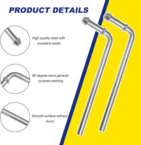 4 PCS 90° Bend Exhaust Hanger Rods, 3/8 x 7.6 Inch Bent Rod Universal Hanger Weld on Kit, Heavy Duty Galvanized Rods Weld Bracket Kit for Wide Range of Exhaust Pipes in Saudi Arabia