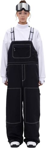 SNOWVERB Womens Mens Super Baggy 15K Waterproof Snow Ski Pants with Adjustable Suspenders Snowboard Streetwear Bibs in Kuwait
