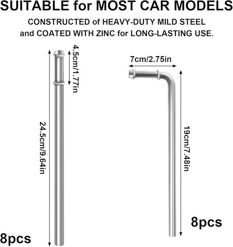 16 pcs 3/8 "مجموعة شماعات العادم ، قضبان شماعات مطلية بالزنك المغطاة بالزنك (4x 90 ° و 4x مستقيم) مع عوازل مطاطية (4x 2-ثقب و 4 × 4 حفرة) ، جبل كاتم الصوت العالمي لحام لشاحنة السيارة SUV in Kuwait