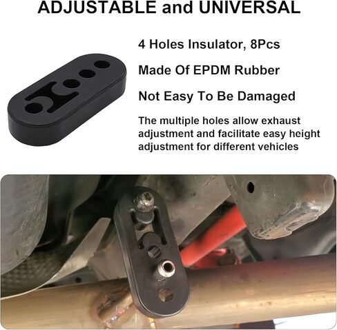 16 pcs 3/8 "مجموعة شماعات العادم ، قضبان شماعات مطلية بالزنك المغطاة بالزنك (4x 90 ° و 4x مستقيم) مع عوازل مطاطية (4x 2-ثقب و 4 × 4 حفرة) ، جبل كاتم الصوت العالمي لحام لشاحنة السيارة SUV in Kuwait
