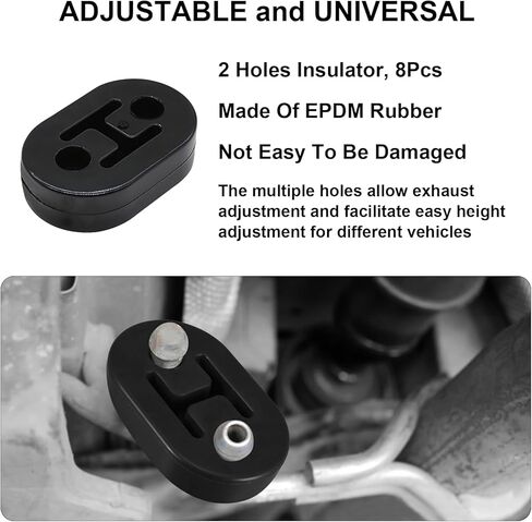 16 pcs 3/8 "مجموعة شماعات العادم ، قضبان شماعات مطلية بالزنك المغطاة بالزنك (4x 90 ° و 4x مستقيم) مع عوازل مطاطية (4x 2-ثقب و 4 × 4 حفرة) ، جبل كاتم الصوت العالمي لحام لشاحنة السيارة SUV in Kuwait
