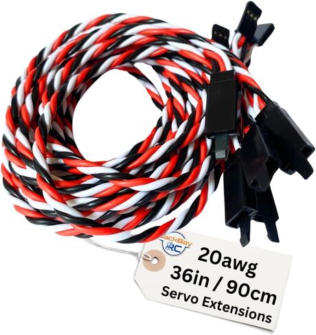 BackBayRC - 20awg Twisted Servo Extension Cable w/Safety Clip - 100 Strands for RC Vehicles, Drones, E-Bikes - 7 Lengths / 5 Wires per Pack (30CM / 12in) in Saudi Arabia