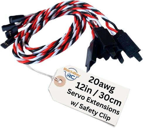 BackBayRC - 20awg Twisted Servo Extension Cable w/Safety Clip - 100 Strands for RC Vehicles, Drones, E-Bikes - 7 Lengths / 5 Wires per Pack (30CM / 12in) in Saudi Arabia