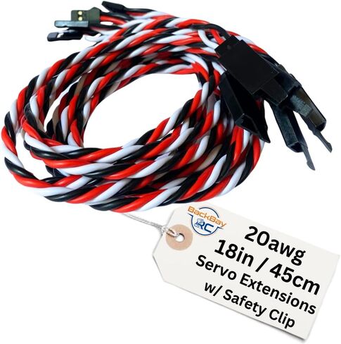 BackBayRC - 20awg Twisted Servo Extension Cable w/Safety Clip - 100 Strands for RC Vehicles, Drones, E-Bikes - 7 Lengths / 5 Wires per Pack (30CM / 12in) in Saudi Arabia