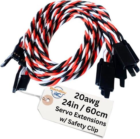 BackBayRC - 20awg Twisted Servo Extension Cable w/Safety Clip - 100 Strands for RC Vehicles, Drones, E-Bikes - 7 Lengths / 5 Wires per Pack (30CM / 12in) in Saudi Arabia