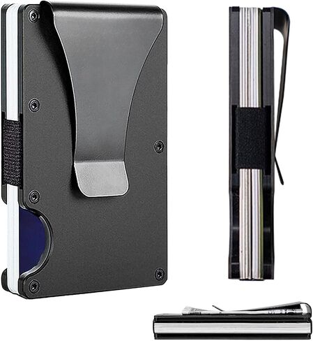 Minimalist Slim Metal Wallet for Men - Compact RFID Blocking Card Holder with Money Clip | Ultra-Thin Front Pocket Design for Daily Business & Casual Use in Saudi Arabia