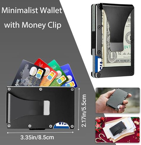 Minimalist Slim Metal Wallet for Men - Compact RFID Blocking Card Holder with Money Clip | Ultra-Thin Front Pocket Design for Daily Business & Casual Use in Saudi Arabia