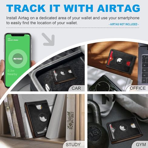 محفظة Airtag للرجال ، مع Pocket 2 Id Window 13 بطاقة ، حامل بطاقة الجيب الأمامي من الجلد النحيف RFID مع صندوق الهدايا in Kuwait