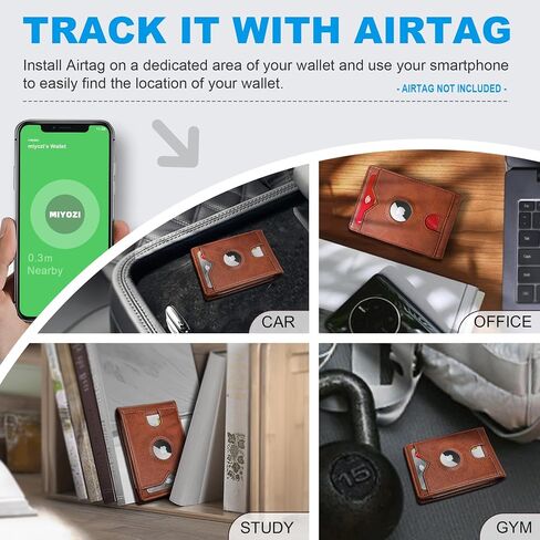 محفظة Airtag للرجال ، مع Pocket 2 Id Window 13 بطاقة ، حامل بطاقة الجيب الأمامي من الجلد النحيف RFID مع صندوق الهدايا in Kuwait