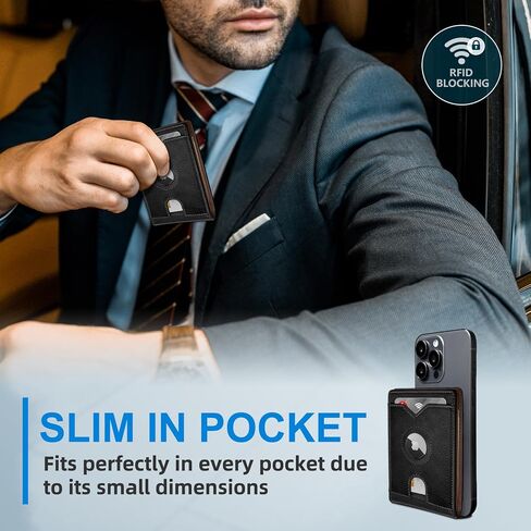 محفظة Airtag للرجال ، مع Pocket 2 Id Window 13 بطاقة ، حامل بطاقة الجيب الأمامي من الجلد النحيف RFID مع صندوق الهدايا in Kuwait