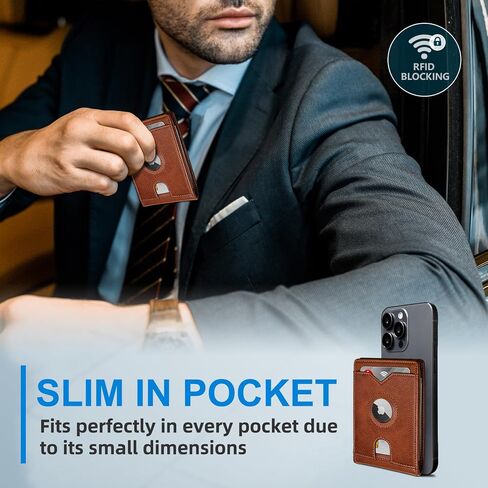 محفظة Airtag للرجال ، مع Pocket 2 Id Window 13 بطاقة ، حامل بطاقة الجيب الأمامي من الجلد النحيف RFID مع صندوق الهدايا in Kuwait