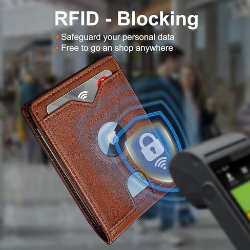 محفظة Airtag للرجال ، مع Pocket 2 Id Window 13 بطاقة ، حامل بطاقة الجيب الأمامي من الجلد النحيف RFID مع صندوق الهدايا in Kuwait