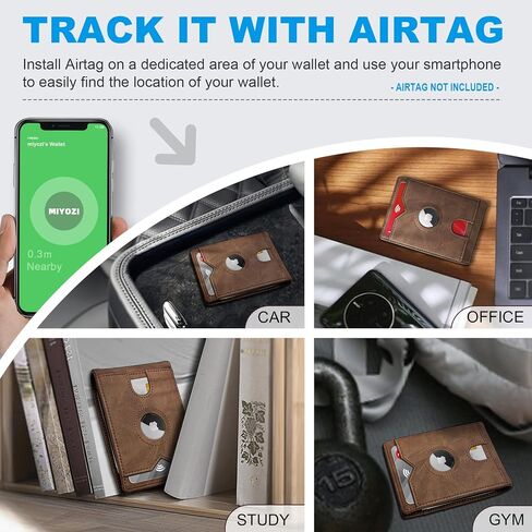 محفظة Airtag للرجال ، مع Pocket 2 Id Window 13 بطاقة ، حامل بطاقة الجيب الأمامي من الجلد النحيف RFID مع صندوق الهدايا in Saudi Arabia