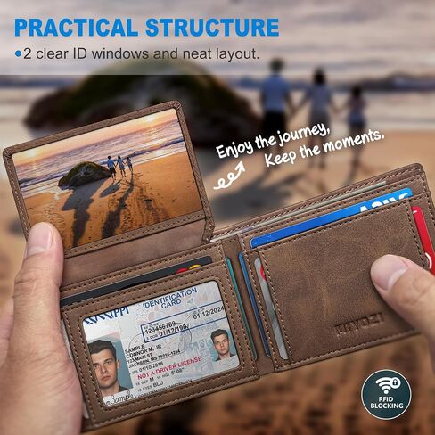 محفظة Airtag للرجال ، مع Pocket 2 Id Window 13 بطاقة ، حامل بطاقة الجيب الأمامي من الجلد النحيف RFID مع صندوق الهدايا in Saudi Arabia