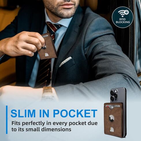 محفظة Airtag للرجال ، مع Pocket 2 Id Window 13 بطاقة ، حامل بطاقة الجيب الأمامي من الجلد النحيف RFID مع صندوق الهدايا in Saudi Arabia