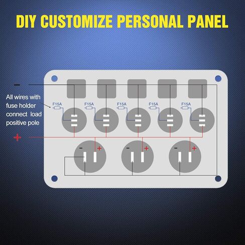 Nilight 5 Gang Multi Function Waterproof Switch Panel PD Type C and USB Socket Digital Voltmeter 12V Outlet Rocker with Inline Fuse for RVs Cars Boats Trucks Trailers Green in Saudi Arabia