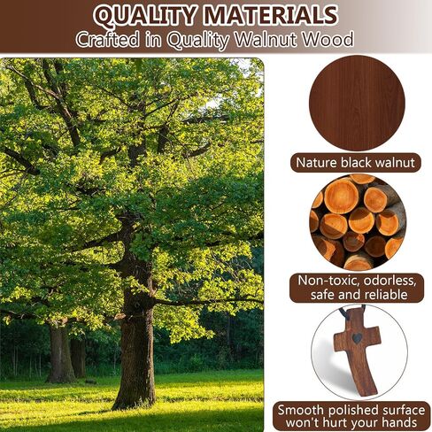 Black Walnut Cross My Heart, Handheld Wooden Cross Cross Key Chain Gifts for Children Adults Praying, Clutching, Clinging.(1 Necklace+1 Keychain) in Saudi Arabia