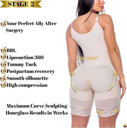 Fajas Colombianas Stage 2 Post Surgery – Shapewear BBL Recovery, Tummy Tuck Compression & Butt Lifter Body Shaper in Saudi Arabia