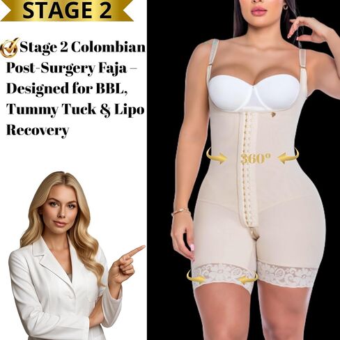 Fajas Colombianas Stage 2 Post Surgery – Shapewear BBL Recovery, Tummy Tuck Compression & Butt Lifter Body Shaper in Saudi Arabia