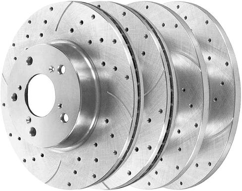 AutoShack Front & Rear Drilled & Slotted Brake Rotors | Replacement for 2009-2015 Honda Pilot 2007-2013 Acura MDX 2010-2013 ZDX 3.5L V6 AWD FWD | Zinc Coated | 4-PC Brake Kit | SilverShield Pro in Saudi Arabia