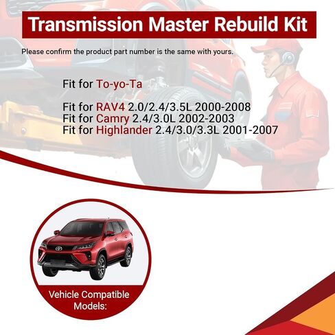 U140E U140F STRISMISS MASTER KIT متوافق مع RAV4 2.0/2.4/3.5L 2000-2008 ، CAMRY 2.4/3.0L 2002-2003 ، Highlander 2.4/3.0/3.3L 2001-2007 Direct Replace T136081A T13600A in Kuwait