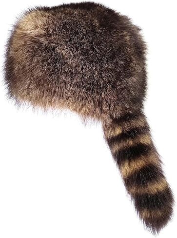 Handmade Real Coonskin Cap, Natural 100% Raccoon Fur Hat, Davy Crockett & Daniel Boone Style, Traditional American Gift for Men & Boys in Saudi Arabia