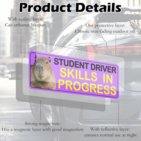 4Pcs Newbie Magnetic Yellow Car Stickers, Beginner Magnet Supplies for Car Student Driver Sign, Lovely New Driver Sticker Supplies Suitable for Keeping a Safe Distance on The Road in Saudi Arabia