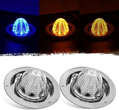 Dreamdragon 2PCS 16 LED LED LENS LENS CLEAR ALBER LED MARKER TRAND TRAND FAXILIARY LIGHTS مع إطار من الفولاذ المقاوم للصدأ وقاعدة ، 12V-24V شفة ملائمة لمقطورات الشاحنات شبه الشاحنة RVS in Saudi Arabia