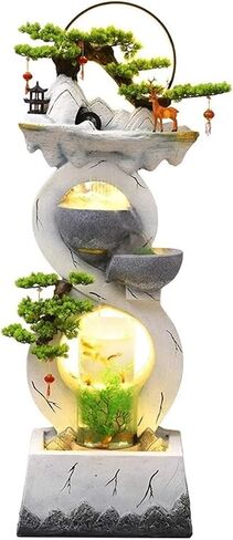 Decor Water Ornaments, Self-circulating Water Modern New Chinese Home Office Fish Tank, Outdoor Floor Landscape Ornaments for Entryway(White,S) in Kuwait