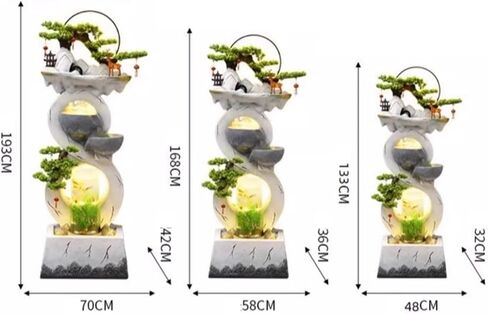 Decor Water Ornaments, Self-circulating Water Modern New Chinese Home Office Fish Tank, Outdoor Floor Landscape Ornaments for Entryway(White,S) in Kuwait