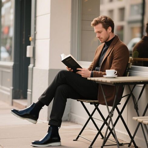 CGRRBW Men's Chelsea Boots, Fashion and Comfort Driving Shoes, Slip-Resistant Outsole, Slip on Casual Ankle Boots for Men in Saudi Arabia