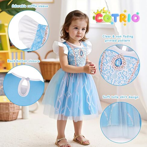 COTRIO Infant Baby Girls Princess Dress Halloween Costumes Toddler Tulle Tutu Fancy Party Dress Birthday Outfit with Headband in Kuwait