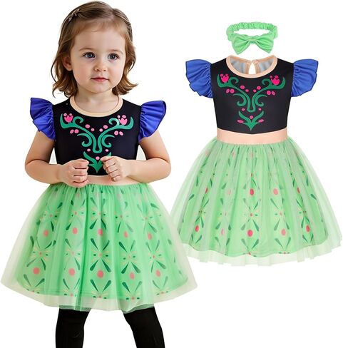COTRIO Infant Baby Girls Princess Dress Halloween Costumes Toddler Tulle Tutu Fancy Party Dress Birthday Outfit with Headband in Kuwait
