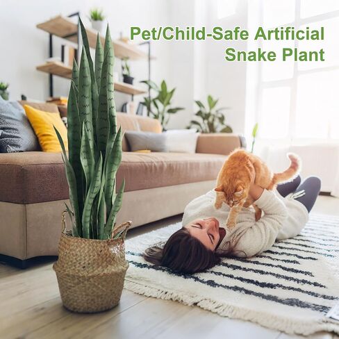 مصنع الأفعى المزيف 3 أقدام طوله Sansevieria مع 24 أوراق واقعية مقاومة للأشعة فوق البنفسجية 2 حزمة الأم وهمية في نباتات لسان القانون لغرفة نوم المنزل الداخلي في الهواء الطلق أو زخرفة الفناء ، الأصفر in Kuwait