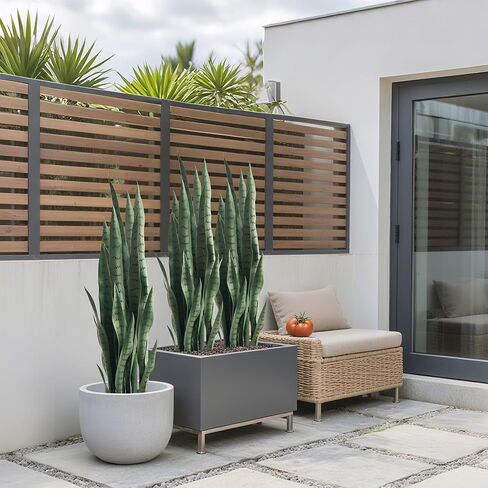 مصنع الأفعى المزيف 3 أقدام طوله Sansevieria مع 24 أوراق واقعية مقاومة للأشعة فوق البنفسجية 2 حزمة الأم وهمية في نباتات لسان القانون لغرفة نوم المنزل الداخلي في الهواء الطلق أو زخرفة الفناء ، الأصفر in Kuwait