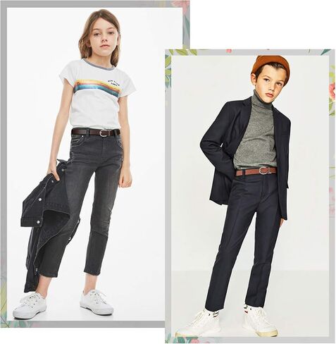 حزام Jasgood Kids Leather قابلة للانعكاس ، بالإضافة إلى الحزام غير الرسمي للأولاد للزي المدرسي الجينز مع مشبك دوار in Saudi Arabia
