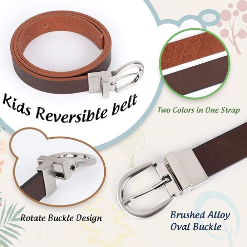حزام Jasgood Kids Leather قابلة للانعكاس ، بالإضافة إلى الحزام غير الرسمي للأولاد للزي المدرسي الجينز مع مشبك دوار in Saudi Arabia