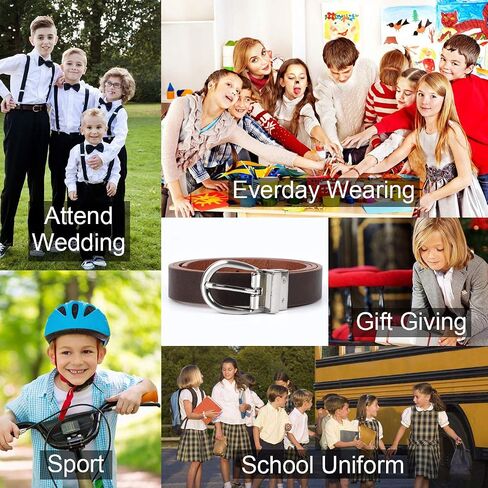 حزام Jasgood Kids Leather قابلة للانعكاس ، بالإضافة إلى الحزام غير الرسمي للأولاد للزي المدرسي الجينز مع مشبك دوار in Saudi Arabia