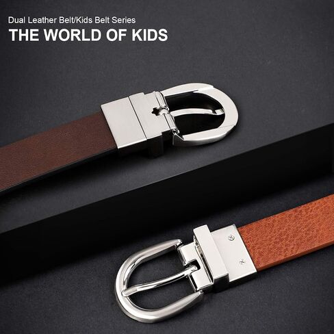 حزام Jasgood Kids Leather قابلة للانعكاس ، بالإضافة إلى الحزام غير الرسمي للأولاد للزي المدرسي الجينز مع مشبك دوار in Saudi Arabia