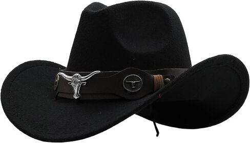 القبعات العريضة للجنسين Brim Cowboy Hats خمر غرب فيدورا ديسكو قبعة الرجال والنساء محسوب in Saudi Arabia