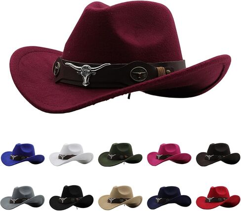 القبعات العريضة للجنسين Brim Cowboy Hats خمر غرب فيدورا ديسكو قبعة الرجال والنساء محسوب in Saudi Arabia
