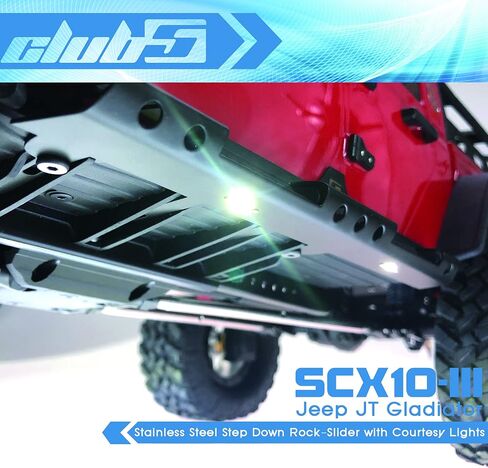 Club 5 Racing Stainlist Step Down Rock-Slider w/ Couplicy Lights for SCX10 III JT Gladiator in Kuwait