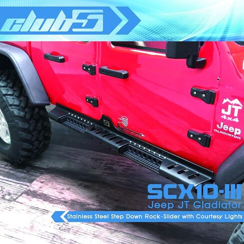 Club 5 Racing Stainlist Step Down Rock-Slider w/ Couplicy Lights for SCX10 III JT Gladiator in Kuwait