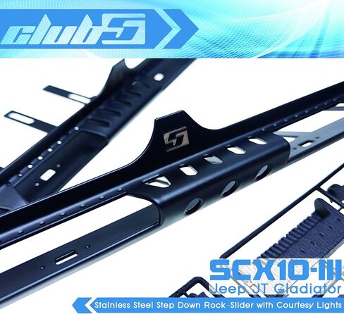 Club 5 Racing Stainlist Step Down Rock-Slider w/ Couplicy Lights for SCX10 III JT Gladiator in Kuwait