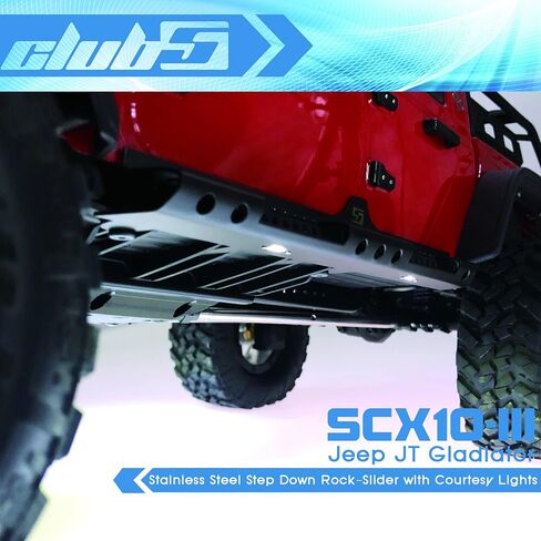 Club 5 Racing Stainlist Step Down Rock-Slider w/ Couplicy Lights for SCX10 III JT Gladiator in Kuwait